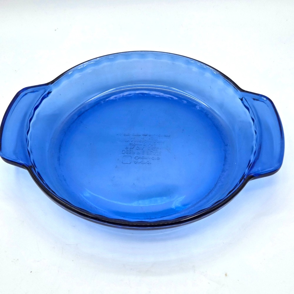 Anchor Hocking Deep‎ Pie Plate 1 qt Ovenware 9 Inch Vintage Cobalt Blue #1075